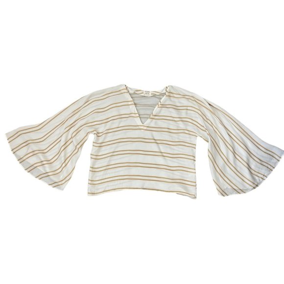 Anthropologie Guapa Striped Kimono Top 100% Cupro Small Cream Gold Boho $98‎ - Picture 4 of 10
